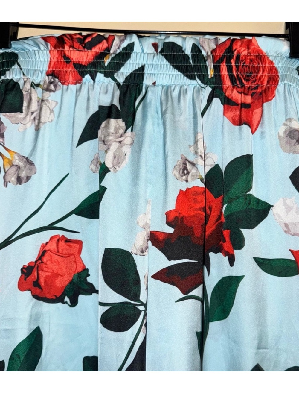 Alice + Olivia Blue Elba Floral Crop Satin Pull On Pants Size XS - Picture 8 of 12